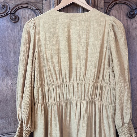 Calvin Klein V Neck Dress Midi Ochre Peasant Women's size 8 - Picture 10 of 12